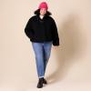 imageAmazon Essentials Womens Cropped FullZip Puffer Jacket Quilted Matte or Sherpa FleeceBlack Teddy Sherpa