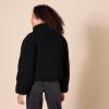imageAmazon Essentials Womens Cropped FullZip Puffer Jacket Quilted Matte or Sherpa FleeceBlack Teddy Sherpa