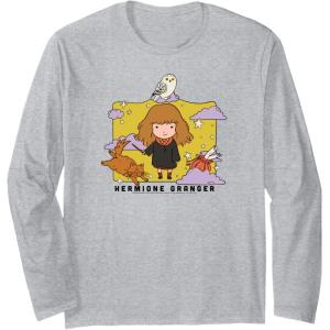 imageAmazon Essentials Harry Potter Hermione Granger Icons Cartoon Portrait Long Sleeve TShirtHeather Grey