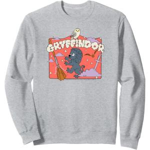 imageAmazon Essentials Harry Potter Hogwarts Gryffindor House Cartoon Scene SweatshirtHeather Grey