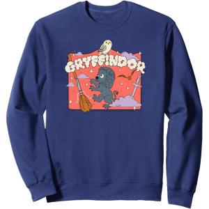 imageAmazon Essentials Harry Potter Hogwarts Gryffindor House Cartoon Scene SweatshirtNavy Blue