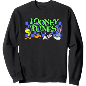 imageAmazon Essentials Looney Tunes Checkerboard with Characters SweatshirtBlack