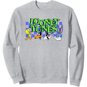 imageAmazon Essentials Looney Tunes Checkerboard with Characters SweatshirtHeather Grey