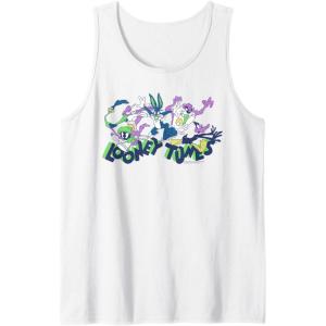 imageAmazon Essentials Looney Tunes Green Logo with Running Characters Tank TopWhite