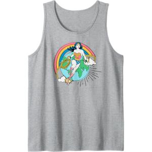 imageAmazon Essentials DC Comics Wonder Woman Lasso Rainbow World Tank TopHeather Grey