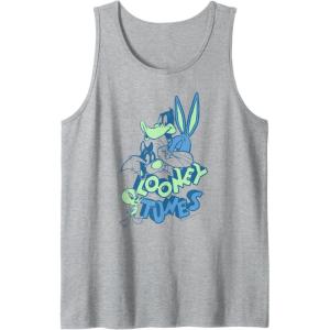 imageAmazon Essentials Looney Tunes Blue and Green Character Collage Tank TopHeather Grey