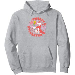 imageAmazon Essentials Looney Tunes Circle Tweety and Red Sylvester Pullover HoodieHeather Grey