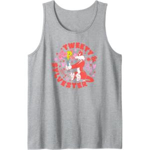 imageAmazon Essentials Looney Tunes Circle Tweety and Red Sylvester Tank TopHeather Grey