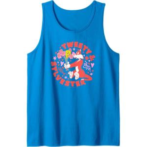 imageAmazon Essentials Looney Tunes Circle Tweety and Red Sylvester Tank TopSapphire Blue