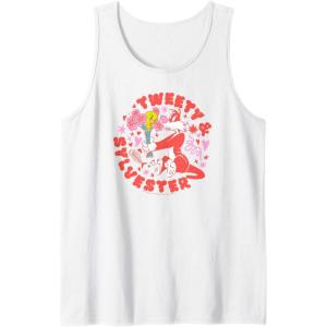imageAmazon Essentials Looney Tunes Circle Tweety and Red Sylvester Tank TopWhite