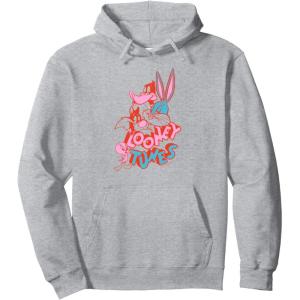 imageAmazon Essentials Looney Tunes Red and Pink Character Collage Pullover HoodieHeather Grey