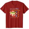 imageAmazon Essentials Mens The Mandalorian Grogu Christmas Holiday Galaxys Greetings TShirt Black Graphic Print SmallCranberry Red