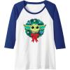 imageAmazon Essentials The Mandalorian Grogu Holiday Christmas Wreath Raglan Baseball TeeRoyal BlueWhite