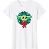 imageAmazon Essentials The Mandalorian Grogu Holiday Christmas Wreath TShirtWhite