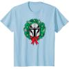 imageAmazon Essentials The Mandalorian Helmet Holiday Christmas Wreath TShirtBaby Blue