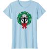 imageAmazon Essentials The Mandalorian Helmet Holiday Christmas Wreath TShirtBaby Blue