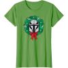 imageAmazon Essentials The Mandalorian Helmet Holiday Christmas Wreath TShirtGrass Green
