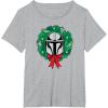 imageAmazon Essentials The Mandalorian Helmet Holiday Christmas Wreath TShirtHeather Grey