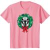 imageAmazon Essentials The Mandalorian Helmet Holiday Christmas Wreath TShirtPink