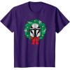imageAmazon Essentials The Mandalorian Helmet Holiday Christmas Wreath TShirtPurple