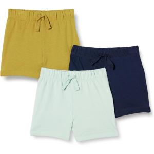 imageAmazon Essentials Unisex Babies Cotton PullOn Shorts MultipacksOlivePale Mint GreenNavy