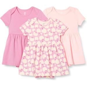 imageAmazon Essentials Unisex Babies Short Sleeve Bodysuit Dress Pack of 3PinkApples