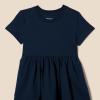 imageAmazon Essentials Girls and Toddlers Short Sleeve Jersey Dress Pack of 3Light Grey HeatherNavyWhite