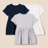 imageAmazon Essentials Girls and Toddlers Short Sleeve Jersey Dress Pack of 3Light Grey HeatherNavyWhite