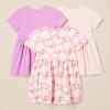 imageAmazon Essentials Girls and Toddlers Short Sleeve Jersey Dress Pack of 3MauvePinkApples