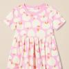 imageAmazon Essentials Girls and Toddlers Short Sleeve Jersey Dress Pack of 3MauvePinkApples