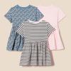 imageAmazon Essentials Girls and Toddlers Short Sleeve Jersey Dress Pack of 3Pale PinkFrench StripeFloral