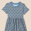 imageAmazon Essentials Girls and Toddlers Short Sleeve Jersey Dress Pack of 3Pale PinkFrench StripeFloral