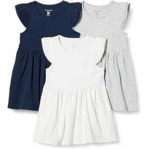imageAmazon Essentials Girls and Toddlers Ruffle Jersey Dress Pack of 3Light Grey HeatherNavyWhite