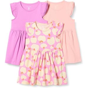 imageAmazon Essentials Girls and Toddlers Ruffle Jersey Dress Pack of 3MauvePinkApples