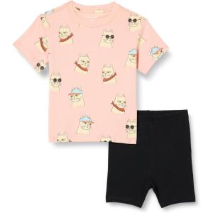 imageAmazon Essentials Girls and Toddlers TShirt and Bike Short SetBlackCool Cat