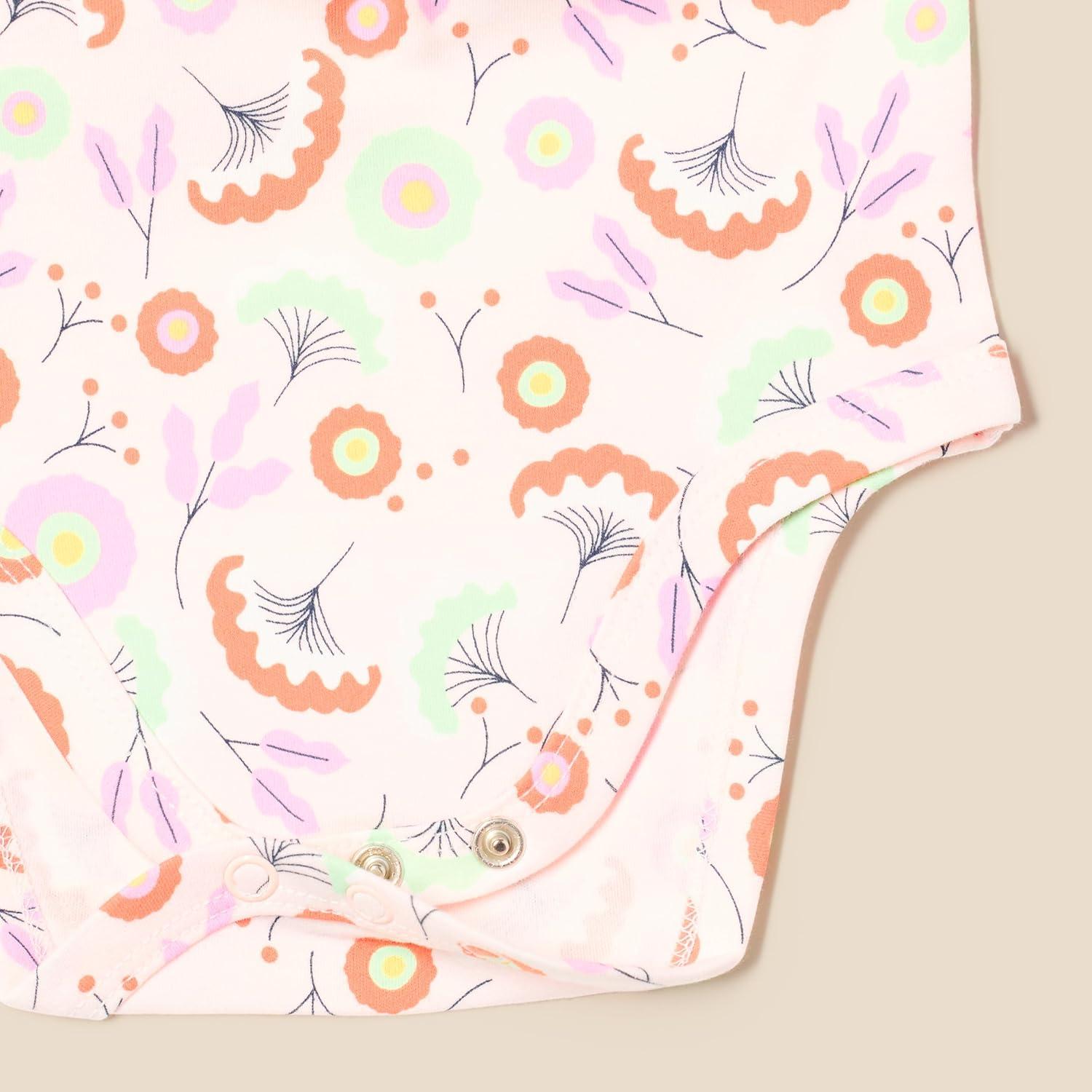 imageAmazon Essentials Baby Girls Short Sleeve Bodysuit Dress Pack of 3Pale YellowFloral