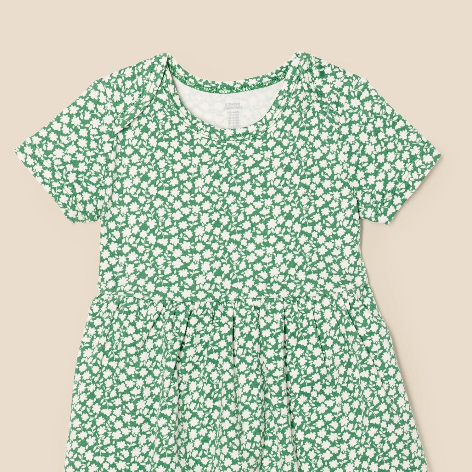 imageAmazon Essentials Baby Girls Short Sleeve Bodysuit Dress Pack of 3Sage Green Ditsy FloralStripe