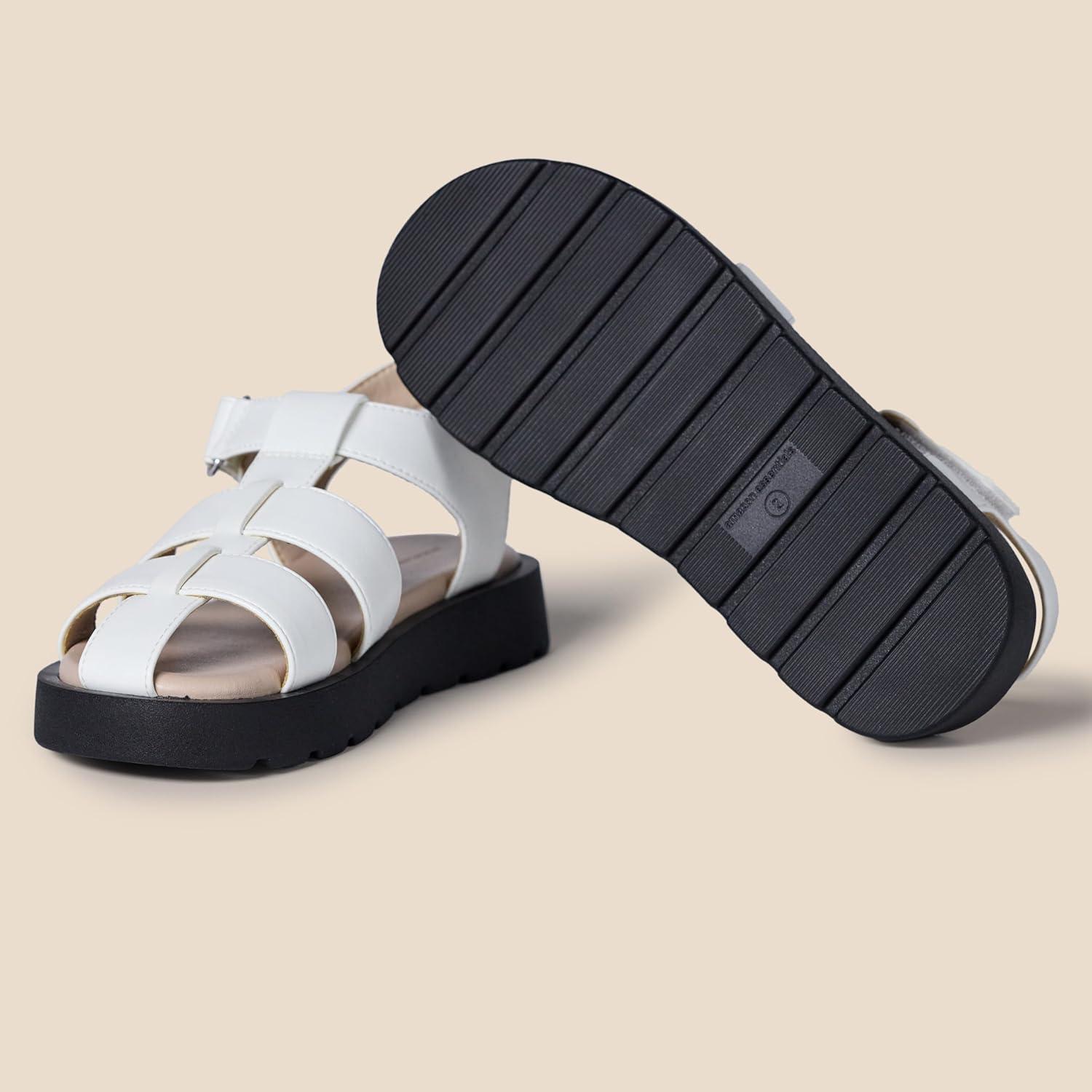 imageAmazon Essentials Girls Closed Toe Fisherman SandalsOffwhite Faux Leather