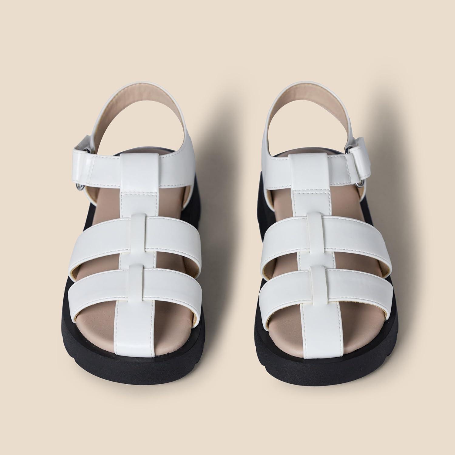 imageAmazon Essentials Girls Closed Toe Fisherman SandalsOffwhite Faux Leather