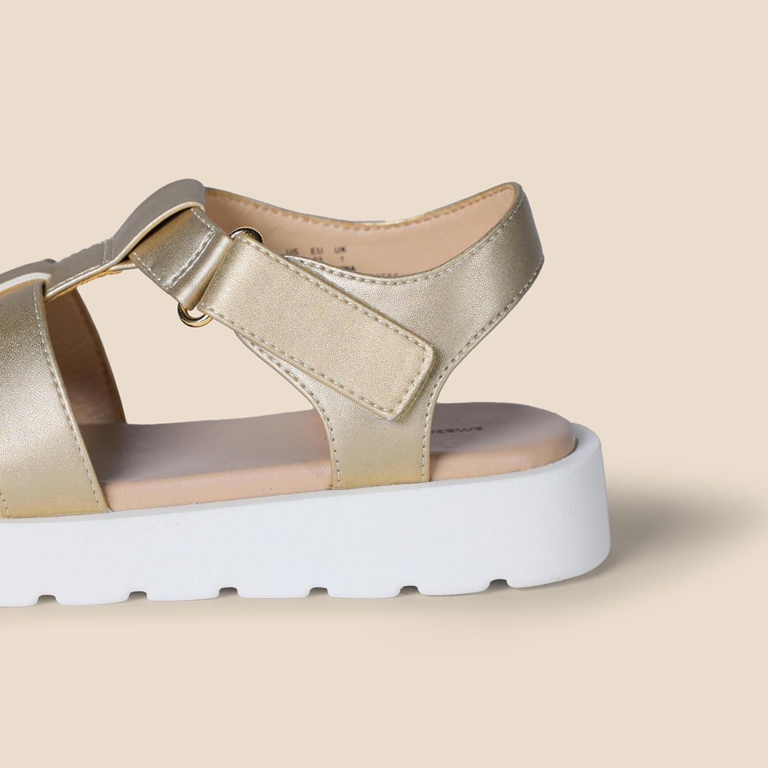 imageAmazon Essentials Girls Closed Toe Fisherman SandalsPale Metallic Gold Faux Leather
