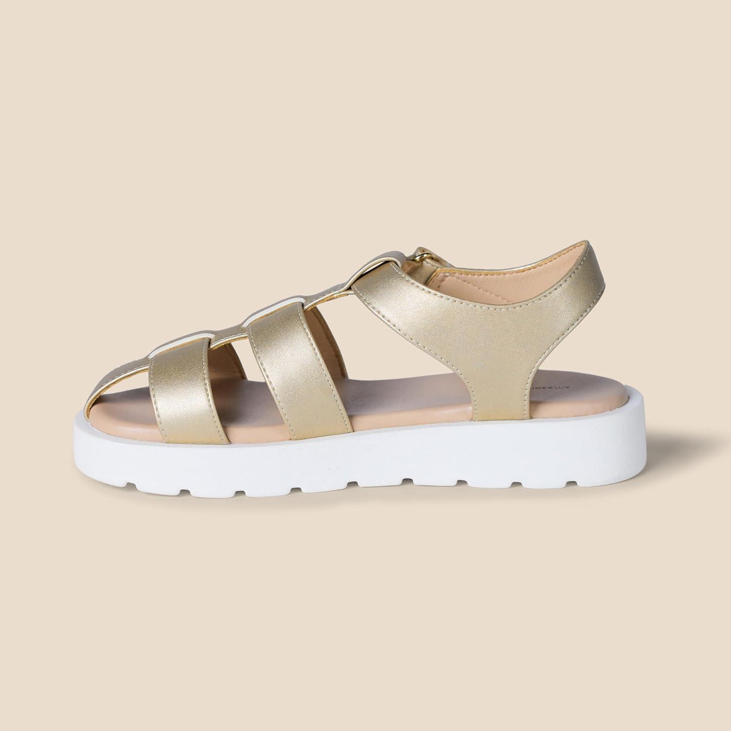 imageAmazon Essentials Girls Closed Toe Fisherman SandalsPale Metallic Gold Faux Leather