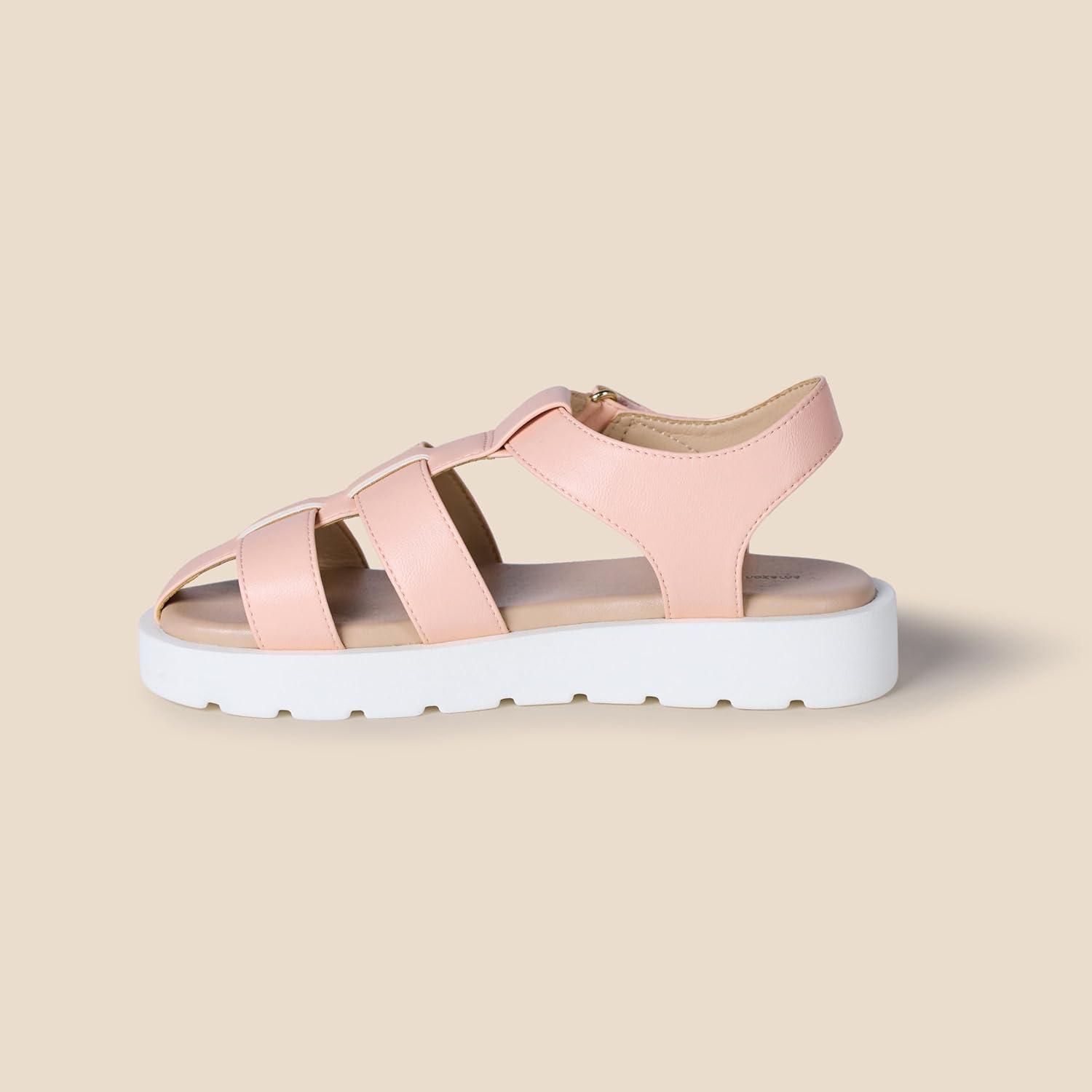 imageAmazon Essentials Girls Closed Toe Fisherman SandalsPink Faux Leather