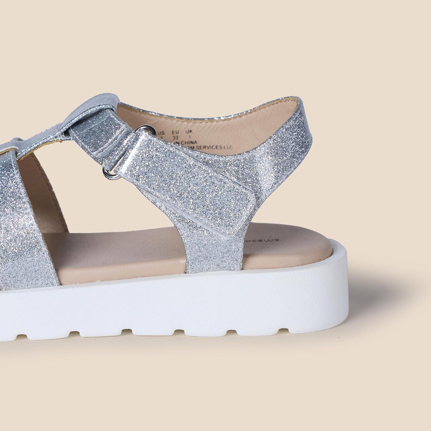 imageAmazon Essentials Girls Closed Toe Fisherman SandalsSilver Glitter