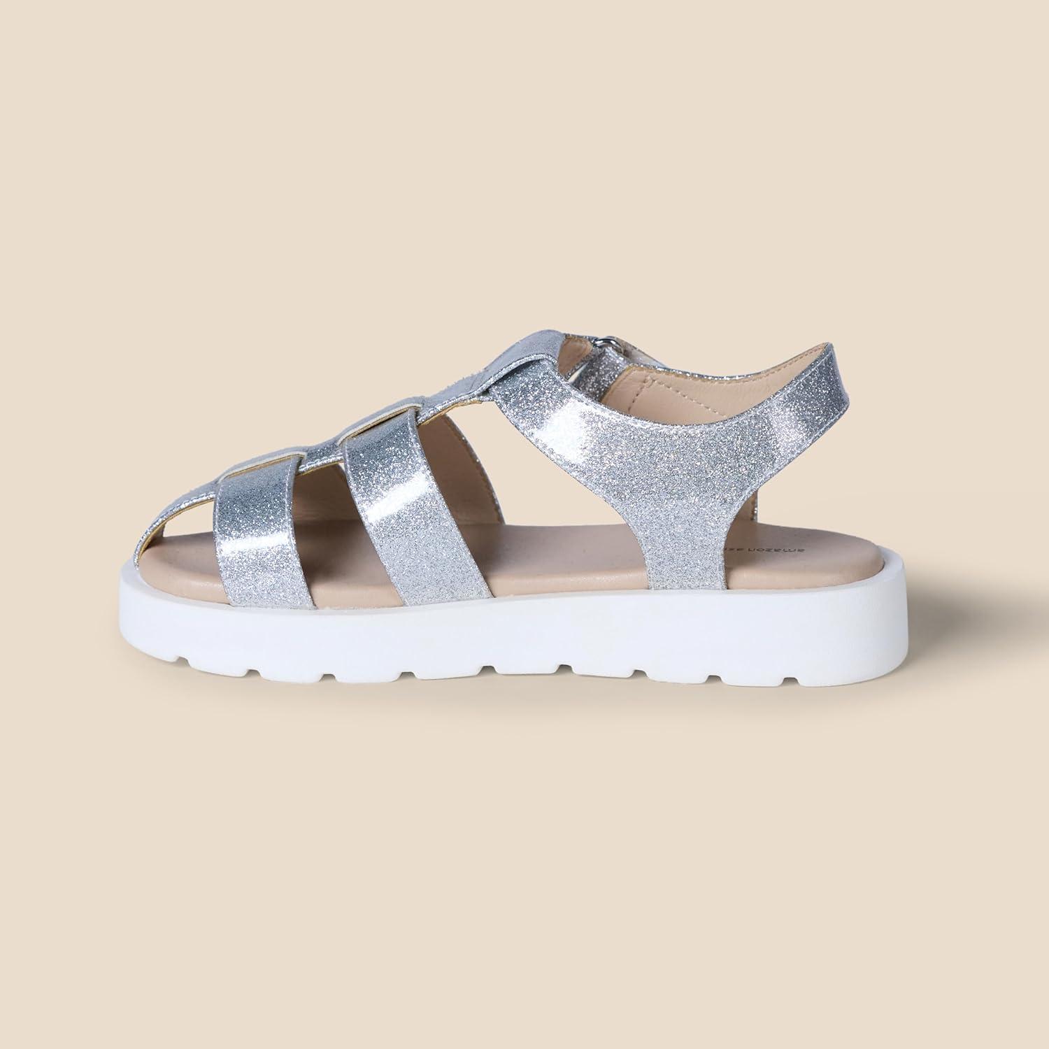 imageAmazon Essentials Girls Closed Toe Fisherman SandalsSilver Glitter