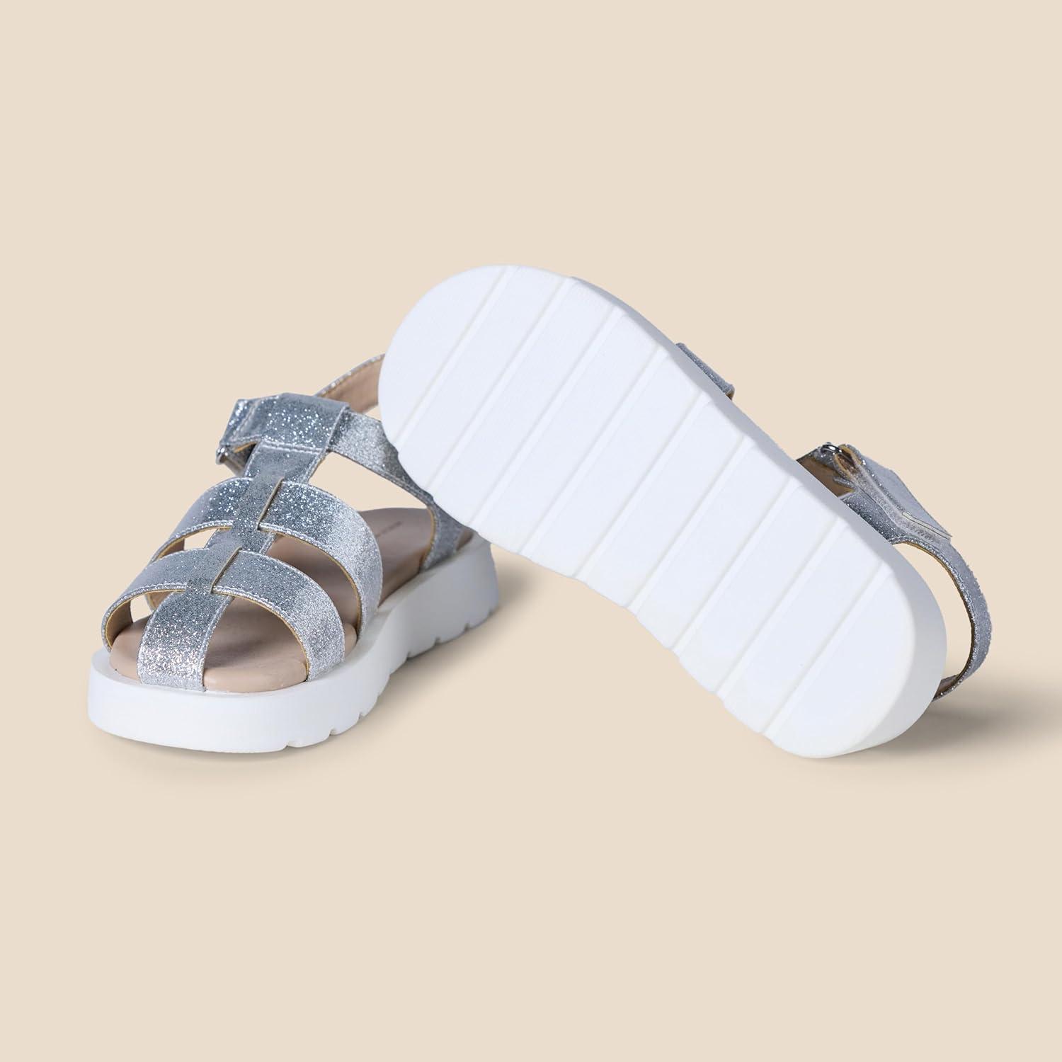 imageAmazon Essentials Girls Closed Toe Fisherman SandalsSilver Glitter
