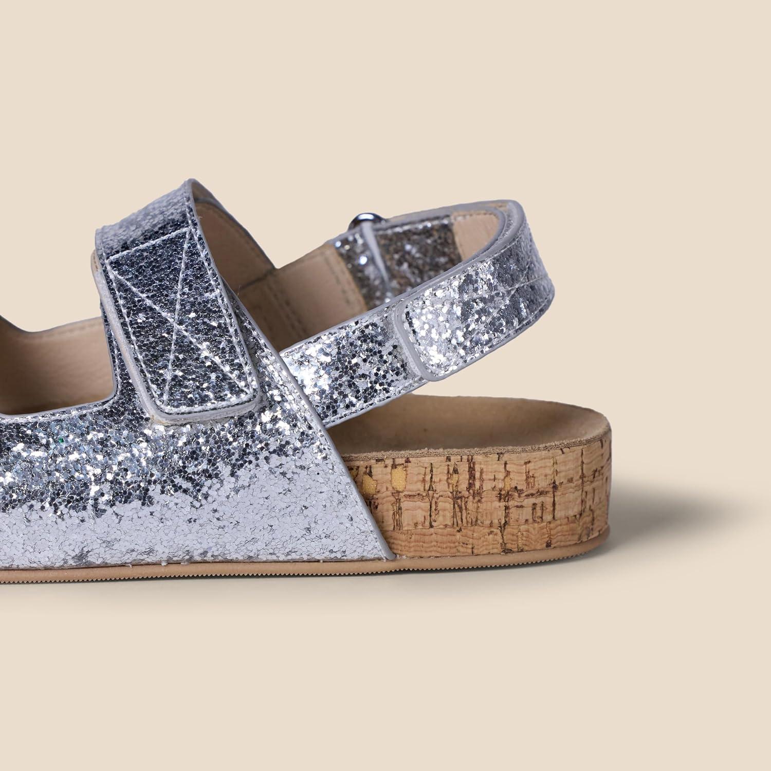 imageAmazon Essentials Girls Cork SandalsSilver Glitter