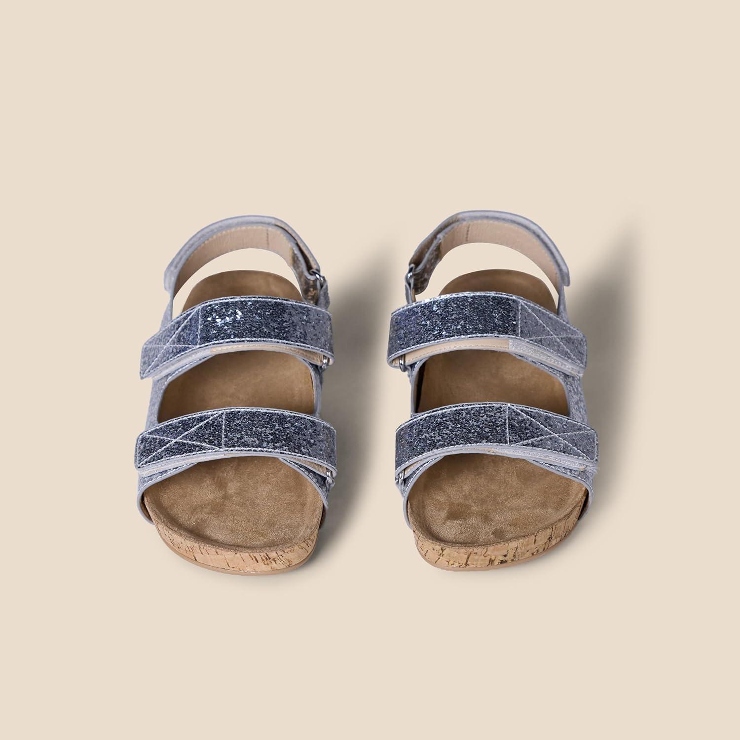imageAmazon Essentials Girls Cork SandalsSilver Glitter