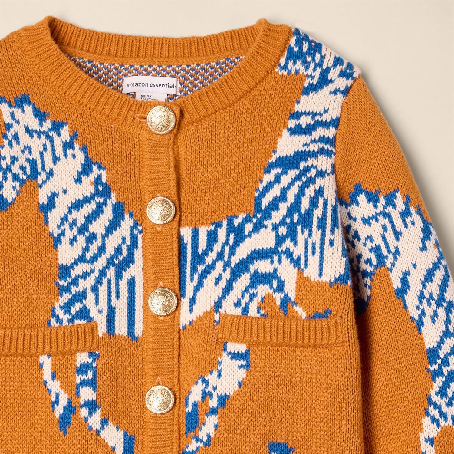 imageAmazon Essentials Girls and Toddlers Knit CardiganDark Orange Zebra