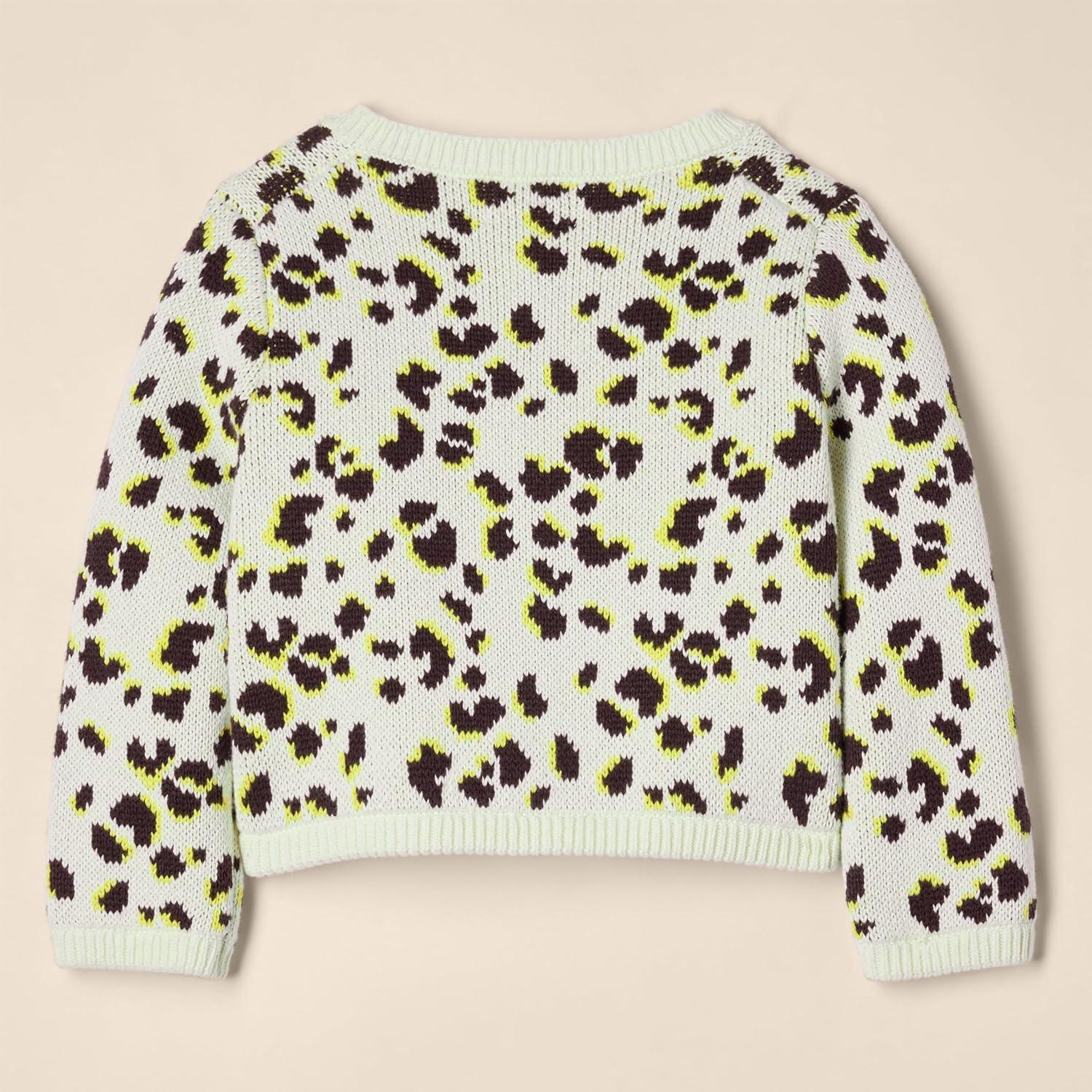 imageAmazon Essentials Girls and Toddlers Knit CardiganIvory Leopard Animal