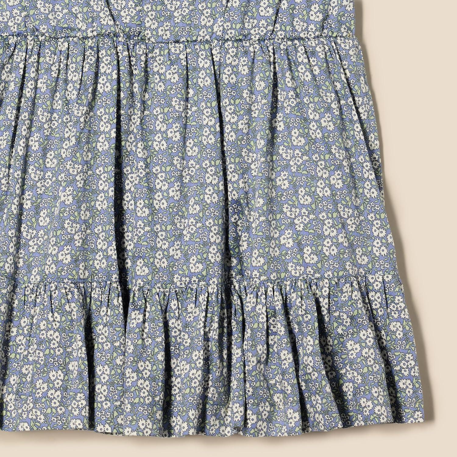 imageAmazon Essentials Girls and Toddlers Ruffle Woven DressBlue Posey Floral
